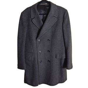 Vintage Gerolamo Tailors Gray Double Breasted Wool Coat Size 46Reg
